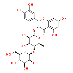 ChemSpider 2D Image | 2-(3,4-Dihydroxyphenyl)-5,7-dihydroxy-4-oxo-4H-chromen-3-yl 6-deoxy-4-O-beta-D-mannopyranosyl-alpha-L-talopyranoside | C27H30O16