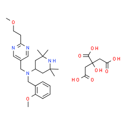 ChemSpider 2D Image | N-(2-Methoxybenzyl)-N-{[2-(2-methoxyethyl)-5-pyrimidinyl]methyl}-2,2,6,6-tetramethyl-4-piperidinamine 2-hydroxy-1,2,3-propanetricarboxylate (1:1) | C31H46N4O9