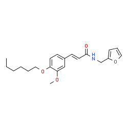 ChemSpider 2D Image | (2E)-N-(2-Furylmethyl)-3-[4-(hexyloxy)-3-methoxyphenyl]acrylamide | C21H27NO4