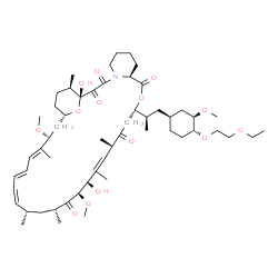 ChemSpider 2D Image | (1R,9S,12S,19R,21R,23S,24Z,26E,28E,30S,32S,35R)-12-{(2R)-1-[(1S,3R,4R)-4-(2-Ethoxyethoxy)-3-methoxycyclohexyl]-2-propanyl}-1,18-dihydroxy-19,30-dimethoxy-15,17,21,23,29,35-hexamethyl-11,36-dioxa-4-aza
tricyclo[30.3.1.0~4,9~]hexatriaconta-16,24,26,28-tetraene-2,3,10,14,20-pentone | C55H87NO14