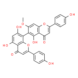 ChemSpider 2D Image | 5,5',7'-Trihydroxy-2,2'-bis(4-hydroxyphenyl)-7-methoxy-4H,4'H-6,8'-bichromene-4,4'-dione | C31H20O10