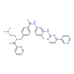 ChemSpider 2D Image | N-[2-(Dimethylamino)ethyl]-N-{4-[(4-methyl-3-{[4-(3-pyridinyl)-2-pyrimidinyl]amino}phenyl)carbamoyl]benzyl}-2-pyridinecarboxamide | C34H34N8O2