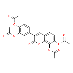 ChemSpider 2D Image | 3-(3,4-Diacetoxyphenyl)-2-oxo-2H-chromene-7,8-diyl diacetate | C23H18O10