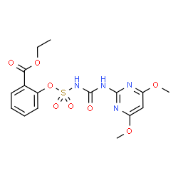 ChemSpider 2D Image | Ethyl 2-({[(4,6-dimethoxy-2-pyrimidinyl)carbamoyl]sulfamoyl}oxy)benzoate | C16H18N4O8S