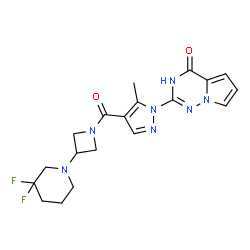 ChemSpider 2D Image | 2-(4-{[3-(3,3-Difluoro-1-piperidinyl)-1-azetidinyl]carbonyl}-5-methyl-1H-pyrazol-1-yl)pyrrolo[2,1-f][1,2,4]triazin-4(3H)-one | C19H21F2N7O2