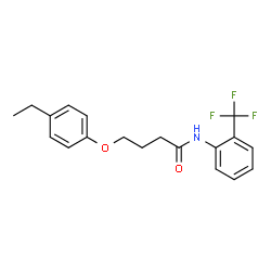ChemSpider 2D Image | 4-(4-Ethylphenoxy)-N-[2-(trifluoromethyl)phenyl]butanamide | C19H20F3NO2