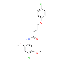 ChemSpider 2D Image | N-(4-Chloro-2,5-dimethoxyphenyl)-4-(4-chlorophenoxy)butanamide | C18H19Cl2NO4