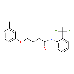 ChemSpider 2D Image | 4-(3-Methylphenoxy)-N-[2-(trifluoromethyl)phenyl]butanamide | C18H18F3NO2