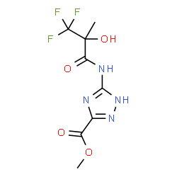 ChemSpider 2D Image | Methyl 5-[(3,3,3-trifluoro-2-hydroxy-2-methylpropanoyl)amino]-1H-1,2,4-triazole-3-carboxylate | C8H9F3N4O4