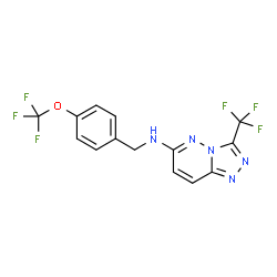 ChemSpider 2D Image | N-[4-(Trifluoromethoxy)benzyl]-3-(trifluoromethyl)[1,2,4]triazolo[4,3-b]pyridazin-6-amine | C14H9F6N5O