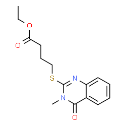 ChemSpider 2D Image | Ethyl 4-[(3-methyl-4-oxo-3,4-dihydro-2-quinazolinyl)sulfanyl]butanoate | C15H18N2O3S