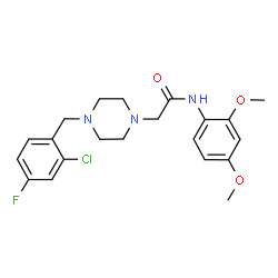 ChemSpider 2D Image | 2-[4-(2-Chloro-4-fluorobenzyl)-1-piperazinyl]-N-(2,4-dimethoxyphenyl)acetamide | C21H25ClFN3O3