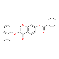 ChemSpider 2D Image | 3-(2-Isopropylphenoxy)-4-oxo-4H-chromen-7-yl cyclohexanecarboxylate | C25H26O5