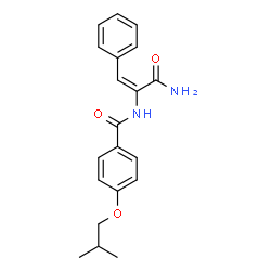ChemSpider 2D Image | N-[(1E)-3-Amino-3-oxo-1-phenyl-1-propen-2-yl]-4-isobutoxybenzamide | C20H22N2O3