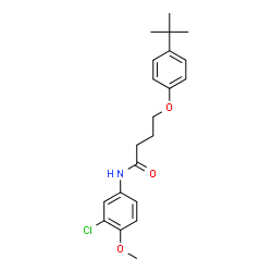 ChemSpider 2D Image | 4-(4-tert-Butylphenoxy)-N-(3-chloro-4-methoxyphenyl)butanamide | C21H26ClNO3