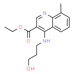ChemSpider 2D Image | Ethyl 4-[(3-hydroxypropyl)amino]-8-methyl-3-quinolinecarboxylate | C16H20N2O3