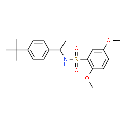 ChemSpider 2D Image | 2,5-Dimethoxy-N-{1-[4-(2-methyl-2-propanyl)phenyl]ethyl}benzenesulfonamide | C20H27NO4S