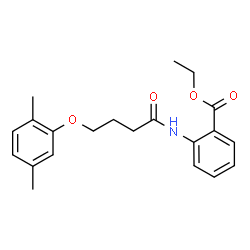 ChemSpider 2D Image | Ethyl 2-{[4-(2,5-dimethylphenoxy)butanoyl]amino}benzoate | C21H25NO4