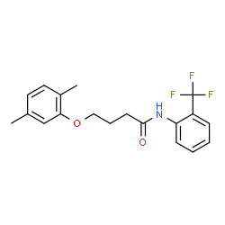 ChemSpider 2D Image | 4-(2,5-Dimethylphenoxy)-N-[2-(trifluoromethyl)phenyl]butanamide | C19H20F3NO2