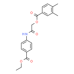 ChemSpider 2D Image | 2-{[4-(Ethoxycarbonyl)phenyl]amino}-2-oxoethyl 3,4-dimethylbenzoate | C20H21NO5