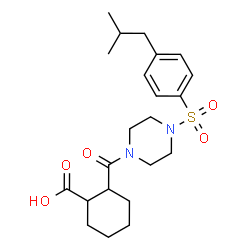 ChemSpider 2D Image | 2-({4-[(4-Isobutylphenyl)sulfonyl]-1-piperazinyl}carbonyl)cyclohexanecarboxylic acid | C22H32N2O5S