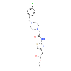 ChemSpider 2D Image | Ethyl [2-({[4-(4-chlorobenzyl)-1-piperazinyl]acetyl}amino)-1,3-thiazol-4-yl]acetate | C20H25ClN4O3S