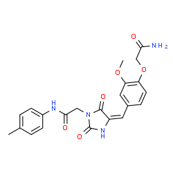 ChemSpider 2D Image | 2-{(4E)-4-[4-(2-Amino-2-oxoethoxy)-3-methoxybenzylidene]-2,5-dioxo-1-imidazolidinyl}-N-(4-methylphenyl)acetamide | C22H22N4O6