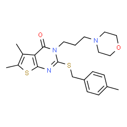 ChemSpider 2D Image | 5,6-Dimethyl-2-[(4-methylbenzyl)sulfanyl]-3-[3-(4-morpholinyl)propyl]thieno[2,3-d]pyrimidin-4(3H)-one | C23H29N3O2S2