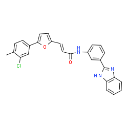 ChemSpider 2D Image | (2E)-N-[3-(1H-Benzimidazol-2-yl)phenyl]-3-[5-(3-chloro-4-methylphenyl)-2-furyl]acrylamide | C27H20ClN3O2