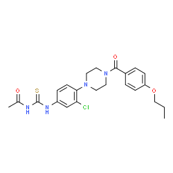 ChemSpider 2D Image | N-({3-Chloro-4-[4-(4-propoxybenzoyl)-1-piperazinyl]phenyl}carbamothioyl)acetamide | C23H27ClN4O3S