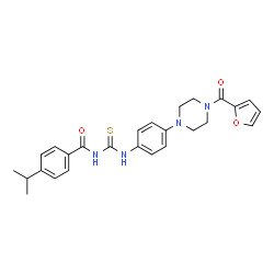 ChemSpider 2D Image | N-({4-[4-(2-Furoyl)-1-piperazinyl]phenyl}carbamothioyl)-4-isopropylbenzamide | C26H28N4O3S