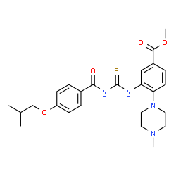 ChemSpider 2D Image | Methyl 3-{[(4-isobutoxybenzoyl)carbamothioyl]amino}-4-(4-methyl-1-piperazinyl)benzoate | C25H32N4O4S