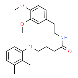 ChemSpider 2D Image | N-[2-(3,4-Dimethoxyphenyl)ethyl]-4-(2,3-dimethylphenoxy)butanamide | C22H29NO4