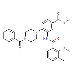 ChemSpider 2D Image | Methyl 4-(4-benzoyl-1-piperazinyl)-3-[(2-methoxy-3-methylbenzoyl)amino]benzoate | C28H29N3O5