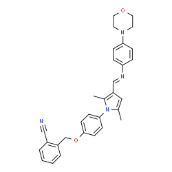 ChemSpider 2D Image | 2-[(4-{2,5-Dimethyl-3-[(E)-{[4-(4-morpholinyl)phenyl]imino}methyl]-1H-pyrrol-1-yl}phenoxy)methyl]benzonitrile | C31H30N4O2
