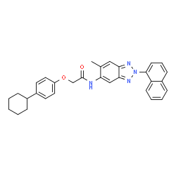 ChemSpider 2D Image | 2-(4-Cyclohexylphenoxy)-N-[6-methyl-2-(1-naphthyl)-2H-benzotriazol-5-yl]acetamide | C31H30N4O2