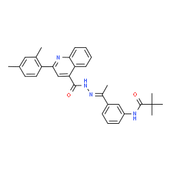 ChemSpider 2D Image | N-{3-[(1E)-N-{[2-(2,4-Dimethylphenyl)-4-quinolinyl]carbonyl}ethanehydrazonoyl]phenyl}-2,2-dimethylpropanamide | C31H32N4O2