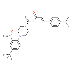ChemSpider 2D Image | (2E)-3-(4-Isopropylphenyl)-N-({4-[2-nitro-4-(trifluoromethyl)phenyl]-1-piperazinyl}carbonothioyl)acrylamide | C24H25F3N4O3S
