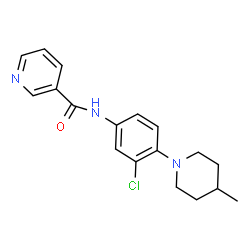 ChemSpider 2D Image | N-[3-Chloro-4-(4-methyl-1-piperidinyl)phenyl]nicotinamide | C18H20ClN3O