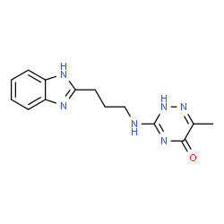 ChemSpider 2D Image | 3-{[3-(1H-Benzimidazol-2-yl)propyl]amino}-6-methyl-1,2,4-triazin-5(2H)-one | C14H16N6O