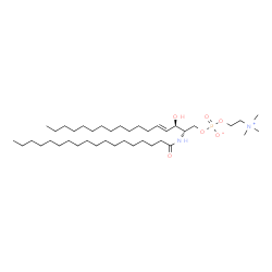 ChemSpider 2D Image | (2S,3R,4E)-3-Hydroxy-2-(stearoylamino)-4-heptadecen-1-yl 2-(trimethylammonio)ethyl phosphate | C40H81N2O6P