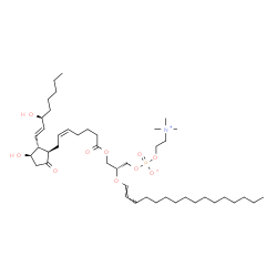 ChemSpider 2D Image | (2R)-3-{[(5Z,11alpha,13E,15S)-11,15-Dihydroxy-1,9-dioxoprosta-5,13-dien-1-yl]oxy}-2-[(1E)-1-hexadecen-1-yloxy]propyl 2-(trimethylammonio)ethyl phosphate | C44H80NO10P