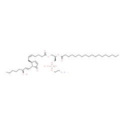 ChemSpider 2D Image | (2R)-3-{[(2-Aminoethoxy)(hydroxy)phosphoryl]oxy}-2-(stearoyloxy)propyl (5Z,13E,15S)-15-hydroxy-11-oxoprosta-5,9,13-trien-1-oate | C43H76NO10P