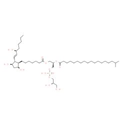 ChemSpider 2D Image | (2R)-3-({[(2S)-2,3-Dihydroxypropoxy](hydroxy)phosphoryl}oxy)-2-[(17-methyloctadecanoyl)oxy]propyl (9alpha,11alpha,13E,15S)-9,11,15-trihydroxyprost-13-en-1-oate | C45H85O13P