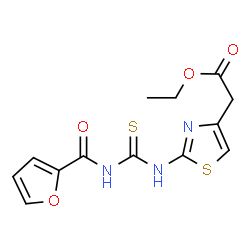 ChemSpider 2D Image | Ethyl {2-[(2-furoylcarbamothioyl)amino]-1,3-thiazol-4-yl}acetate | C13H13N3O4S2