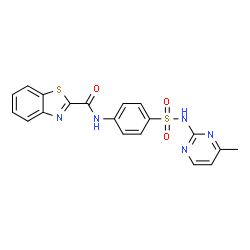 ChemSpider 2D Image | N-{4-[(4-Methyl-2-pyrimidinyl)sulfamoyl]phenyl}-1,3-benzothiazole-2-carboxamide | C19H15N5O3S2