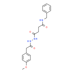 ChemSpider 2D Image | N-Benzyl-4-{2-[(4-methoxyphenyl)acetyl]hydrazino}-4-oxobutanamide | C20H23N3O4