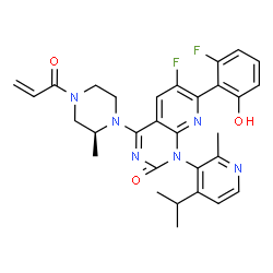 ChemSpider 2D Image | 4-[(2S)-4-Acryloyl-2-methyl-1-piperazinyl]-6-fluoro-7-(2-fluoro-6-hydroxyphenyl)-1-(4-isopropyl-2-methyl-3-pyridinyl)pyrido[2,3-d]pyrimidin-2(1H)-one | C30H30F2N6O3