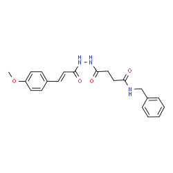 ChemSpider 2D Image | N-Benzyl-4-{2-[(2E)-3-(4-methoxyphenyl)-2-propenoyl]hydrazino}-4-oxobutanamide | C21H23N3O4
