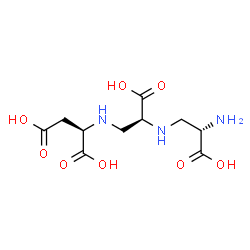 ChemSpider 2D Image | N-[(2S)-2-{[(2S)-2-Amino-2-carboxyethyl]amino}-2-carboxyethyl]-D-aspartic acid | C10H17N3O8